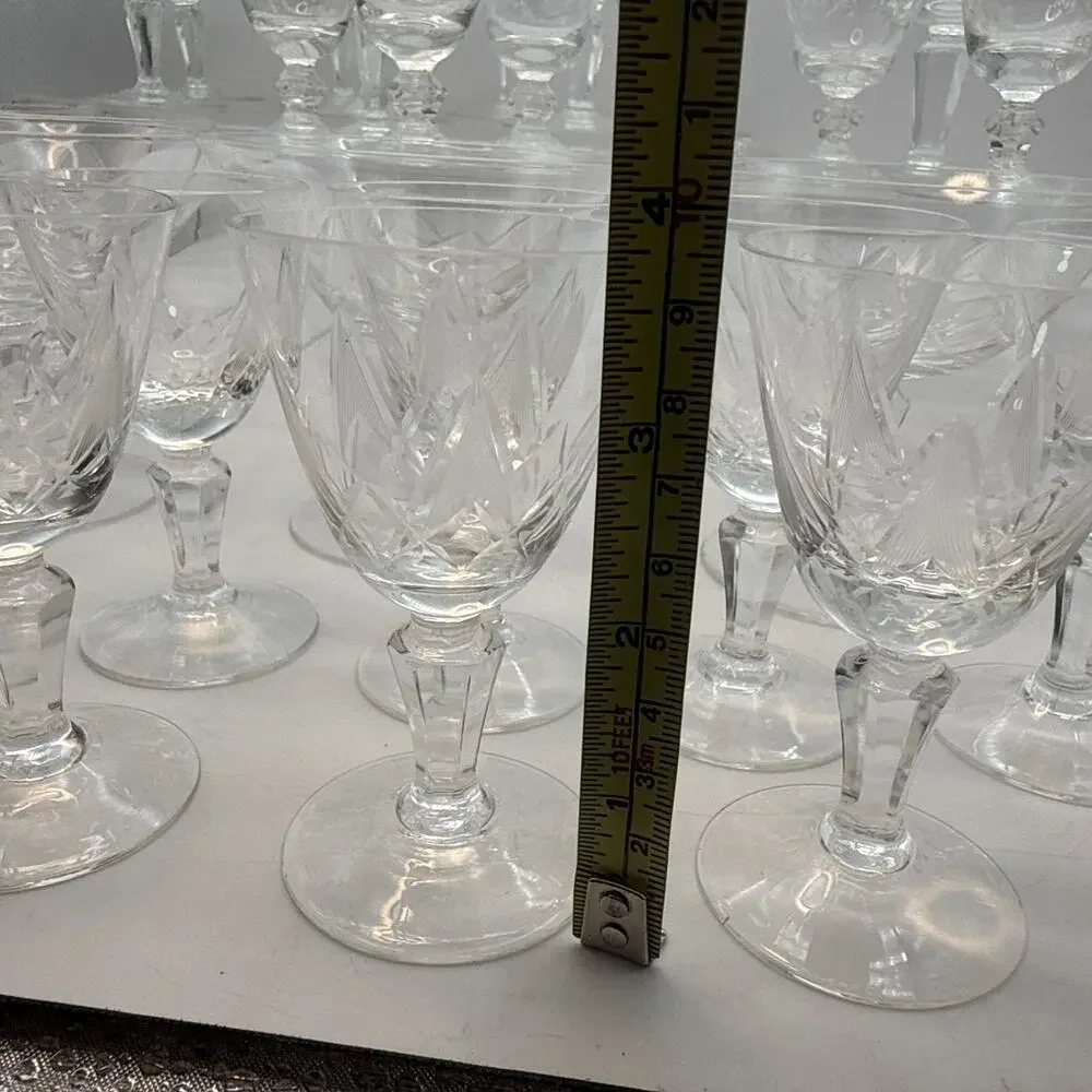 40 Pieces Art Deco Cocktail Glasses Vintage Etched Empire or Star Burst Pattern